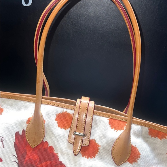 Dooney & Bourke Red Floral Tote with Tan Accents - Picture 3 of 15